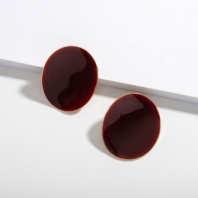 Trendy Japanese-Korean Enamel Glaze Large Stud Earrings - Versatile Street Style Women's Ear Pendants