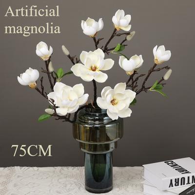 Artificial Flowers 75CM Magnolia Fake Flowers Real Touch Home Garden Table Wedding Decoration Simulation 3 Head Tulip Bouquet