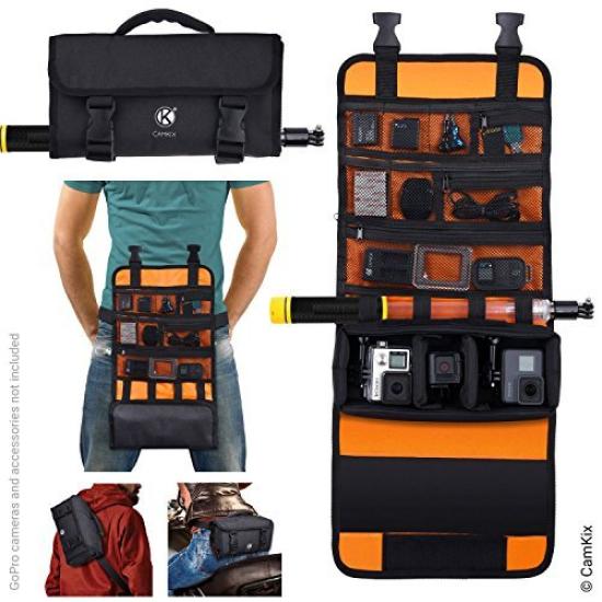 

CamKix Rollout Bag with Straps for GoPro Hero and other Cameras Multiple Carrying Options Smart Case Layout Adjustable Main Compartment Waist/Shoulder