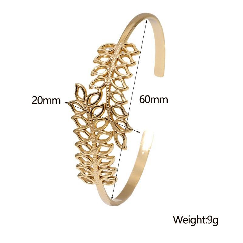 Hypoallergenic Luxury Fashion Stainless Steel Bracelets Creative Hollow Leaf Opening Bracelets Personality Niche High-end Sense