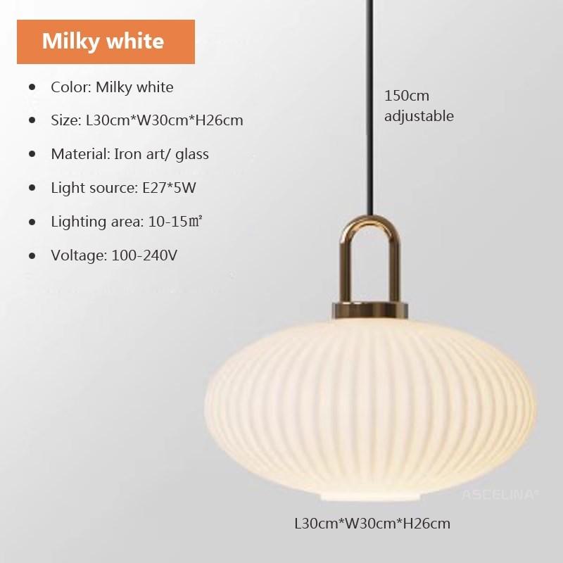 Modern Restaurant Striped Glass Pendant Light Transparent Color Milky White Living Room Nordic Luxury Room Decoration Lighting