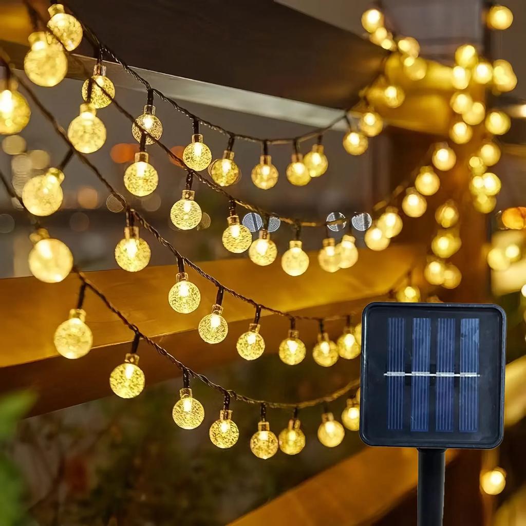 5m 7m 12m Outdoor Solar String Lights Fairy Bubble Ball Garden Festoon Garland Lamp for Wedding Camping Party Balcony Decoration