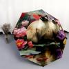 Two Siamese Cats pattern, automatic folding umbrella, portable and foldable design, 8 ribs, a Christmas or birthday gift.
