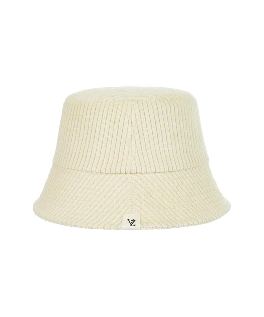 Bajal Wide Corduroy Label Bucket Hat Cream