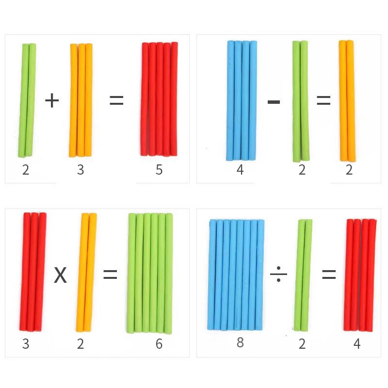 100 Pcspack Colorful Bamboo Sticks Mathematics Counting Game Montessori Preschool Math Learning Toy