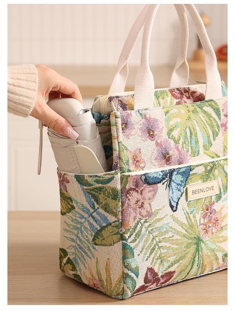 Přenosná velkokapacitní květinová izolovaná taška na oběd v čínském stylu