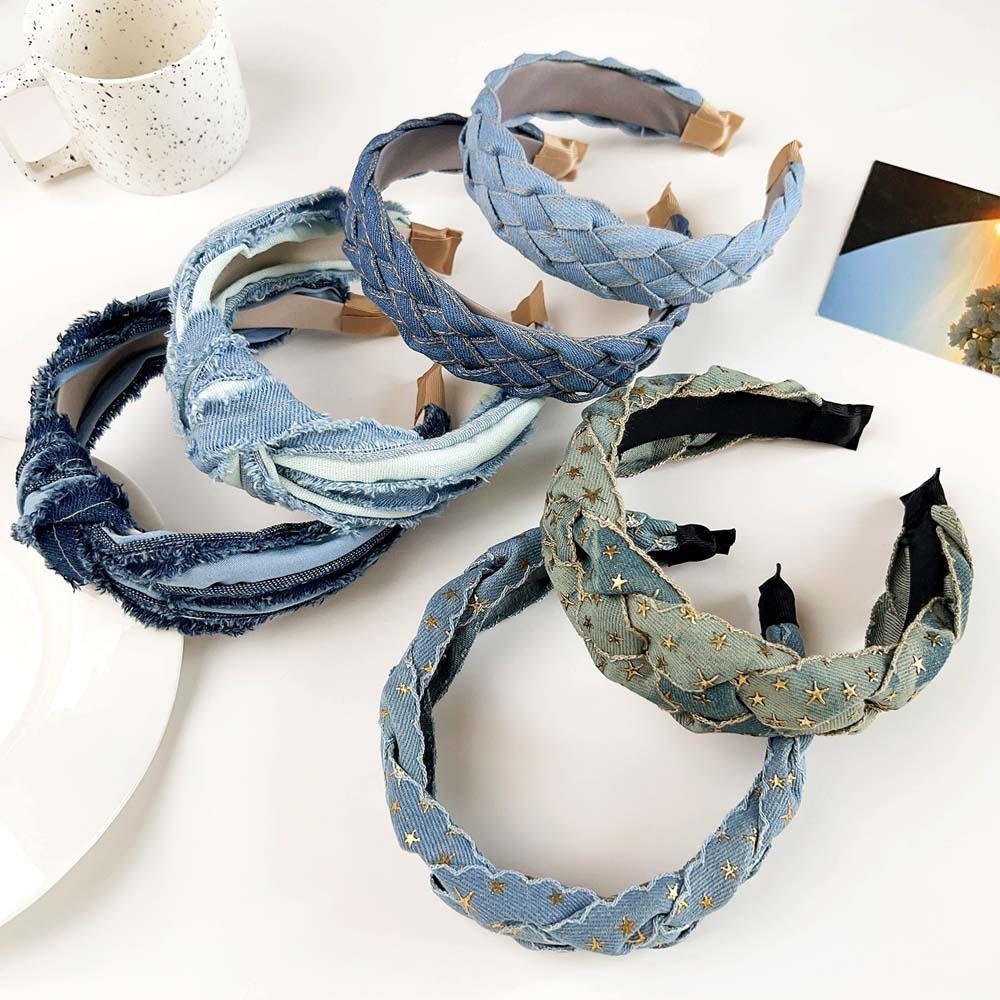 Korean Style Cowboy Hair Hoop Headdress Denim Knotted Headband Cowboy Headband  Streetwear