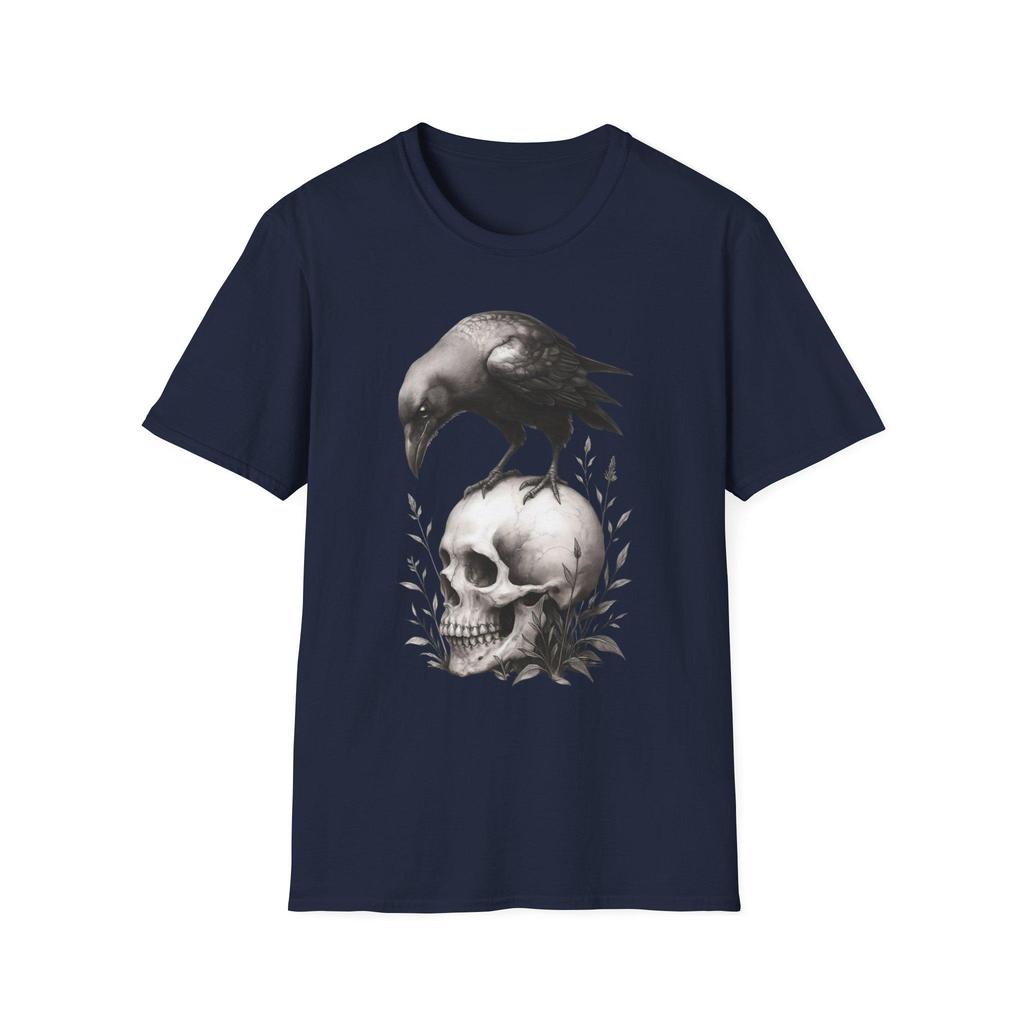 HOT SALE Gothic Crow Skull T-shirt Neutral Halloween T-shirt Art Lovers Fashion Alternative Style Halloween Casual Street Wear