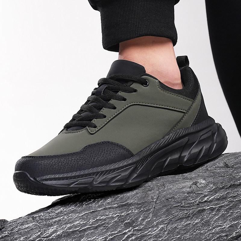 Herbst und Winter schwarze Deodorant-Sneaker Leder wasserdichte Schuhe leichte weiche Sohle Freizeitschuhe Laufschuhe Student