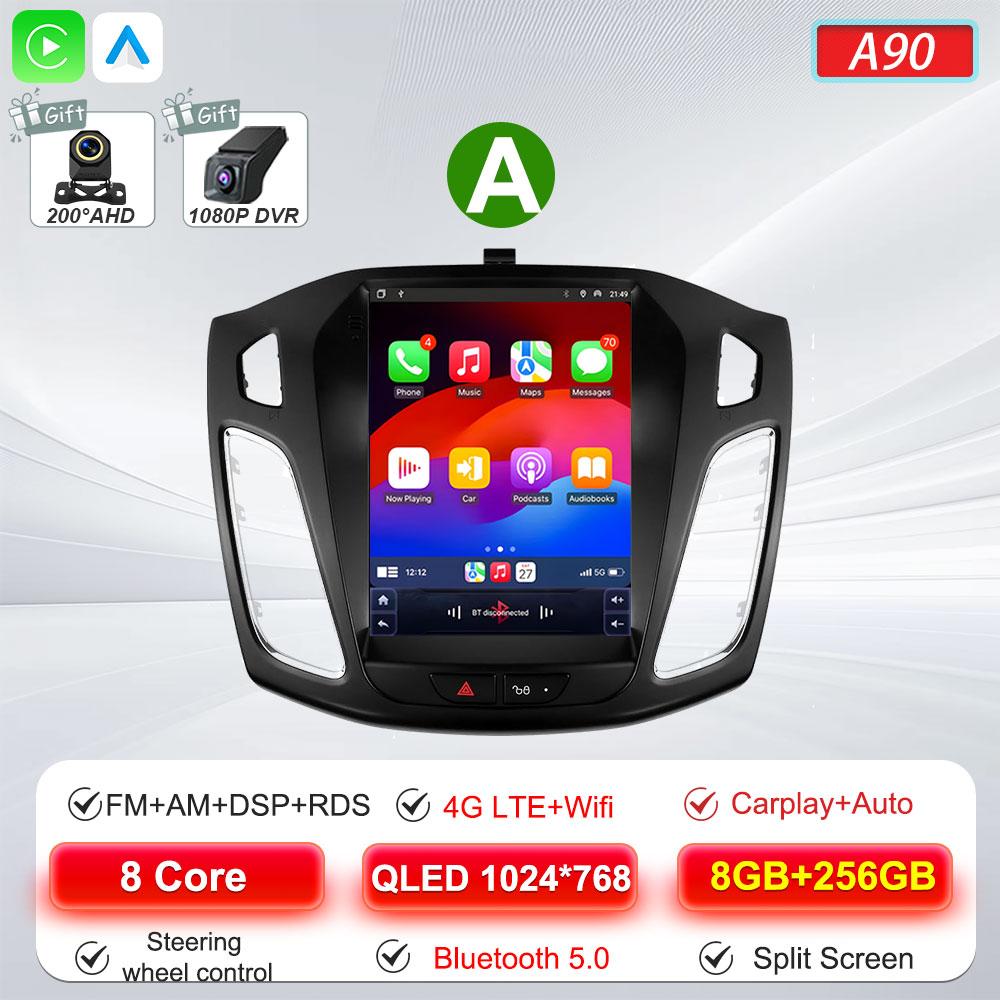 Android 16 Car Radio For Ford Focus 3 Mk 3 2011 2012 2013 2014- 2019 For Tesla Style Carplay Stereo Head Unit GPS 4G Wifi DSP BT