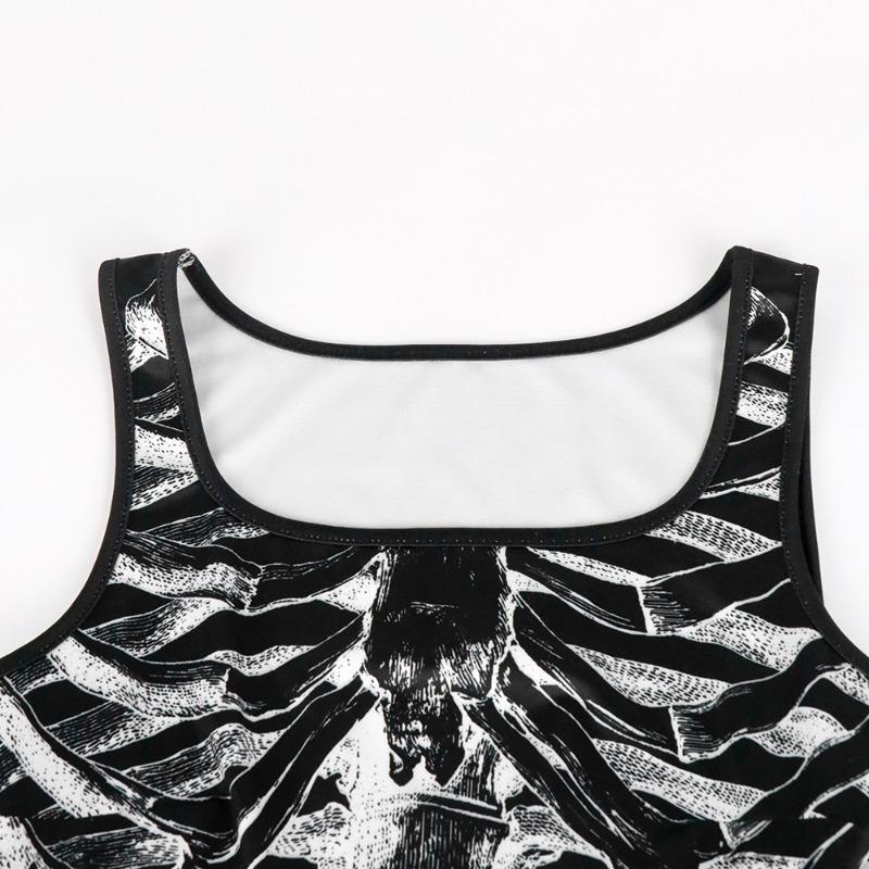 Printed Adult Sleeveless Dress Halloween Bash Cosplay Costume