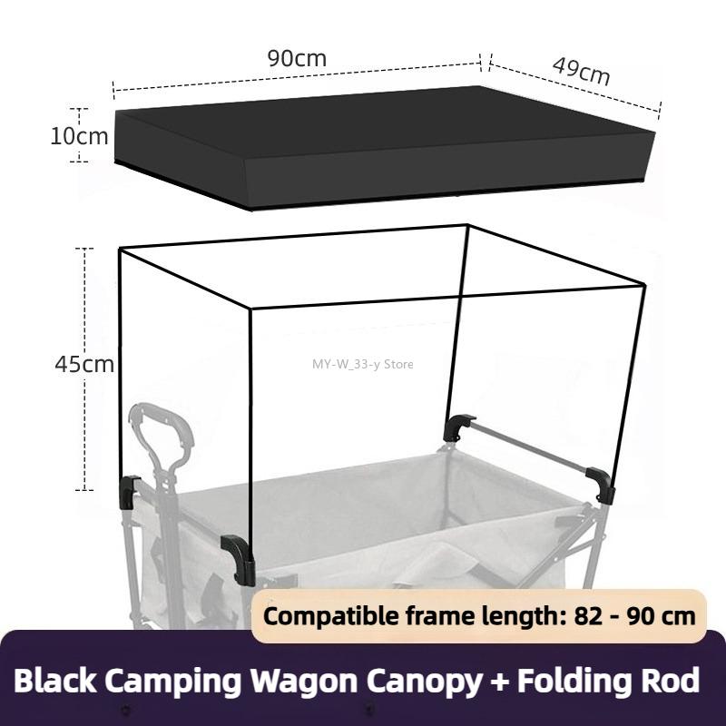 Outdoor Folding Wagon Canopy Cover with Mesh Mosquito Net Windproof Rainproof Sun Shade Tent for Camping Picnic Cart Accessories