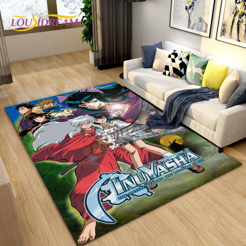 Inuyasha Japan Anime Cartoon Bereich Teppich, Teppich Teppich für Wohnzimmer Schlafzimmer Sofa Fußmatte Dekoration, Kinder spielen rutschfeste Bodenmatte