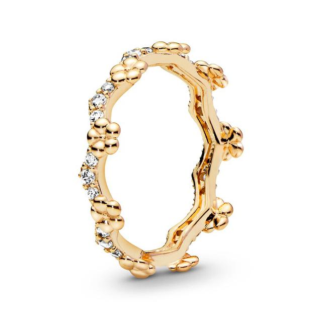Anel Empilhável Cor Ouro Estilo Europeu Coroa Flor Anel de Dedo Para Mulheres Esposa Joia de Casamento Noivado Oferta Especial
