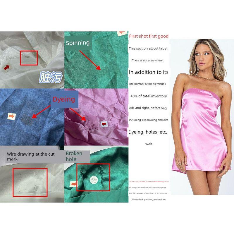 

Foreign Trade Original Order PRI * Ncess Polly Shaya Elegant Graceful Silks and Satins off-the-Shoulder Tube Top Dress Four Colors Pink XS