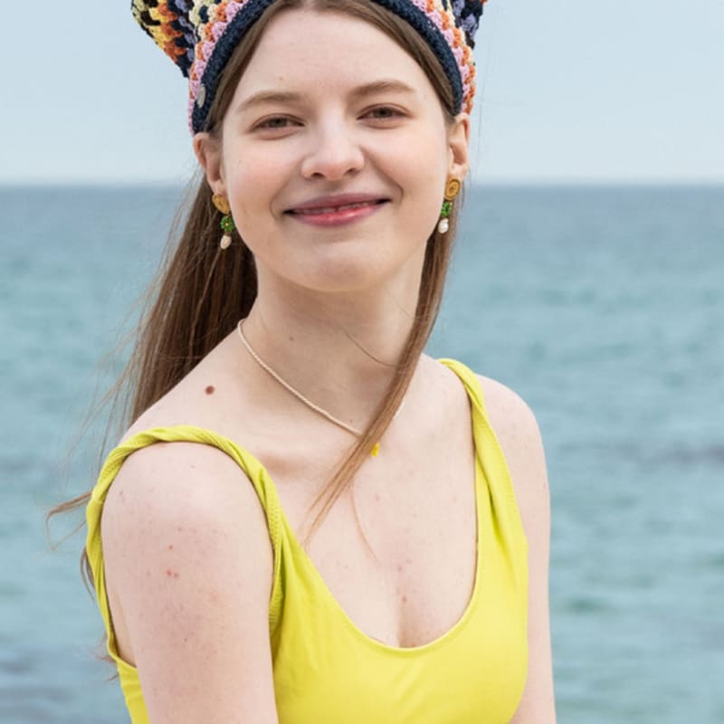 Slowslowly No.136 / Lily Hair Bandana _ Colorful (Lily Crochet Knit Hair Bandana)