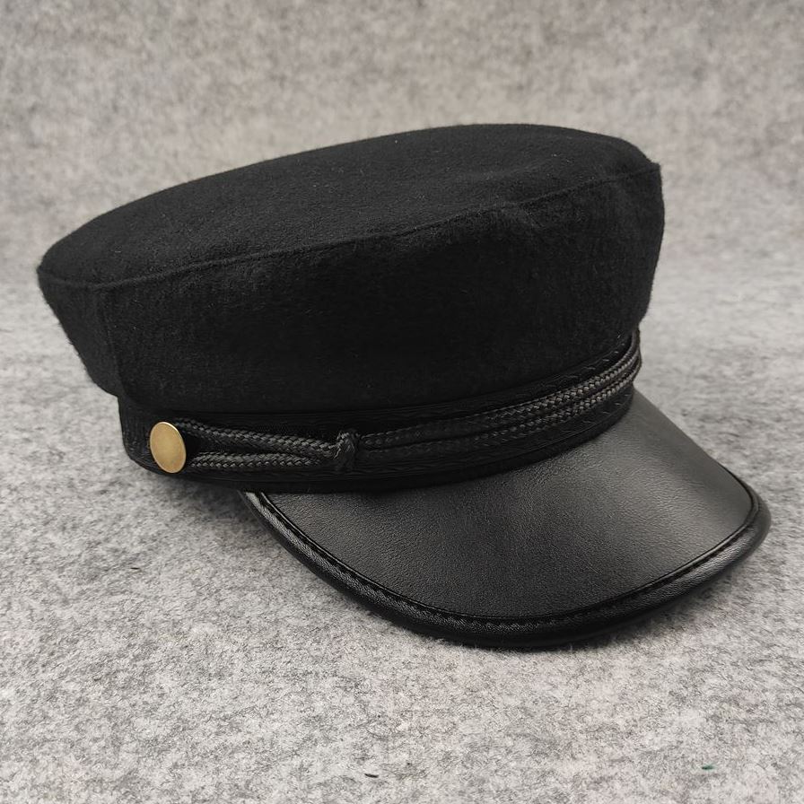 Large size thickened padded flat top hat middle-aged and elderly men's hat big head circumference captain's hat winter small head circumference men's