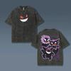 T-shirt Oversize Lavata Stampa Gengar Vintage Lavata a Maniche Corte da Uomo e Donna Moda Estiva 2026 Abbigliamento