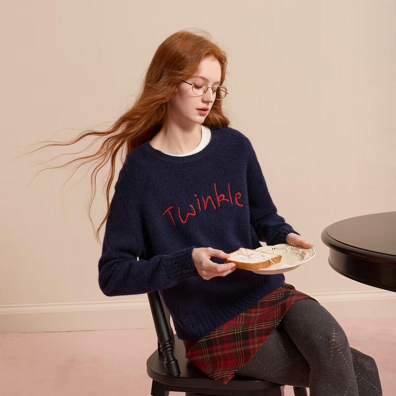 

Sancai 2025 Winter Letter Embroidery Loose Knit Sweater L