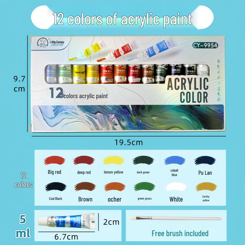 Xiaokani Acrylic Paint Set - 24 Colorfast, Waterproof Colors for Children's Art with Sun Protection