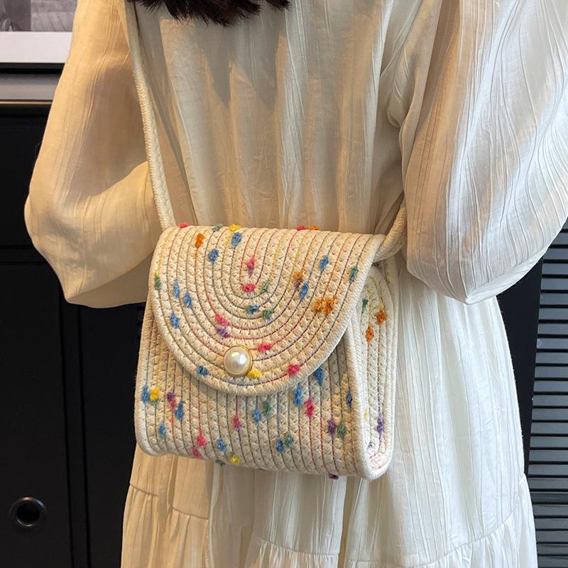 Summer Straw Woven Small Square Crossbody Bag: Fashionable Versatile Handmade Beach Accessory for Women