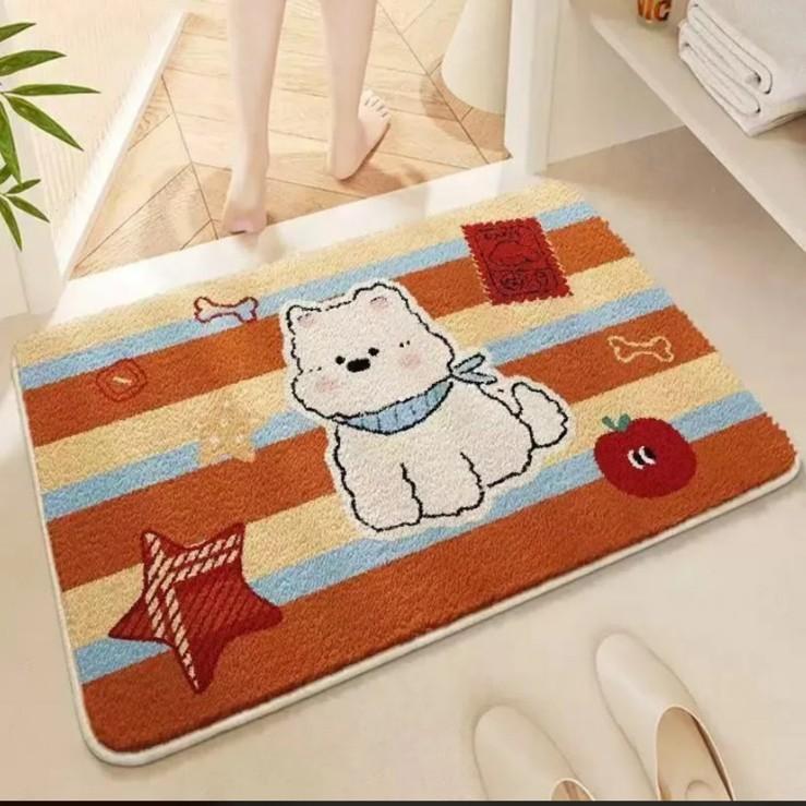 New Cartoon Cute Animal Imitation Cashmere Floor Mat Bathroom Absorbent Floor Mat Bedroom Thickened Carpet
