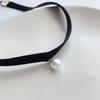 Vintage allgleiches Temperament schwarzes Samtband falscher Perlenanhänger Halsband Halsband Halsbandkette Damen