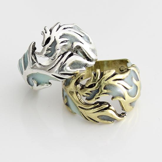 Luminous Ring Eye-catching Rust-proof Alloy Glowing Men's Dragon Shaped Ring for Students