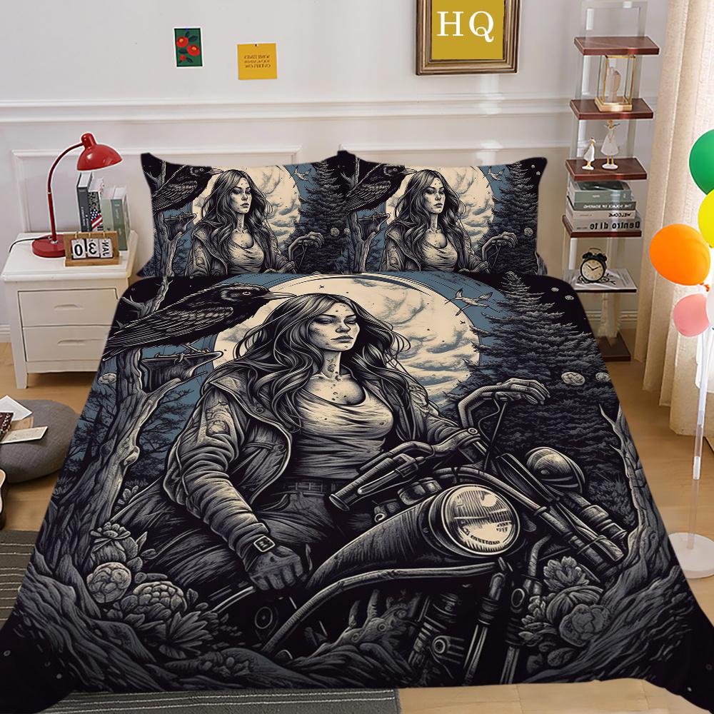 Beauty Skull Printed Comforter Cover Set Full Size Microfiber Home Textiles High Quality Luxury Bedspreads