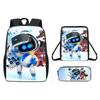 Astro Bot Cartoon Pattern Backpack Shoulder Bag Pencil Case Three Set Piece