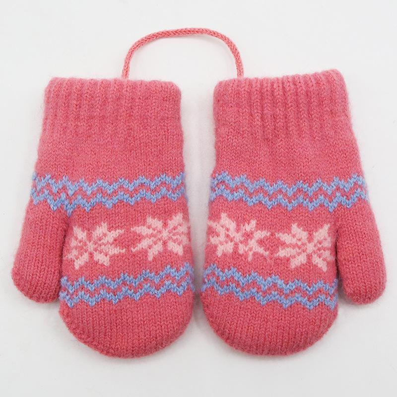 Fashionable Plush Snowflake Fingerless Winter Wool Thickened Warm Neck Cute Children's Gloves