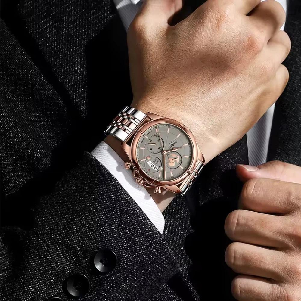 POEDAGAR Top Original Men Watch Chronograph Waterproof Date Quartz Luxury Watches Stainless Stain Business Male Wristwatch