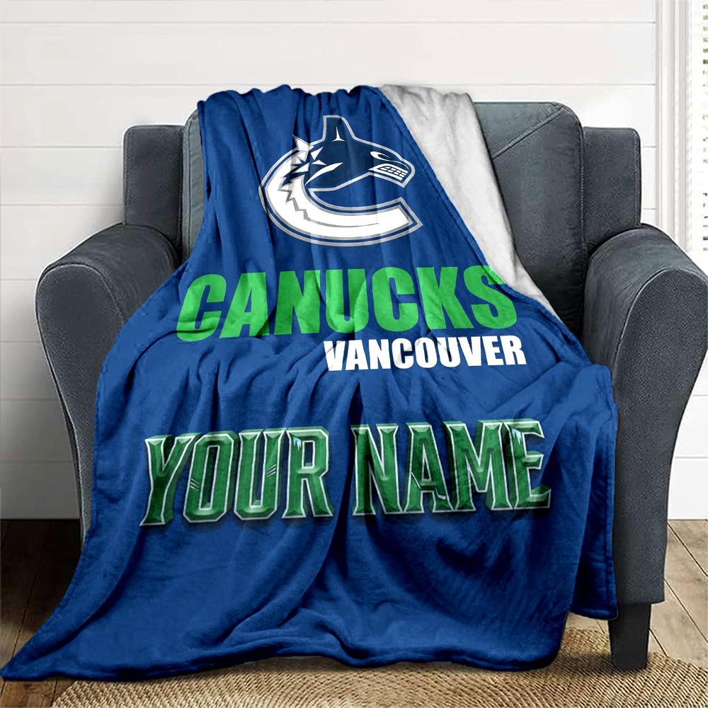Name Custom Vancouver Canucks Print Flannel Blanket High Quality Warm Comfortable Cover for All Seasons Perfect for Gifts Home Decor