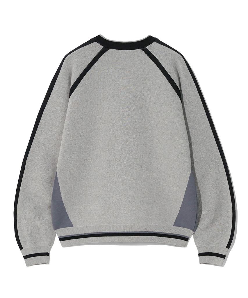 CGP Cgp Line Oversized Color Block V-Neck Knit_Melange Gray