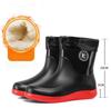 Large Size Men's Rain Boots Fashionable Adult Waterproof Fleece Lined Anti-slip Mid-calf Booties Outdoor Wearable Couples Shoes