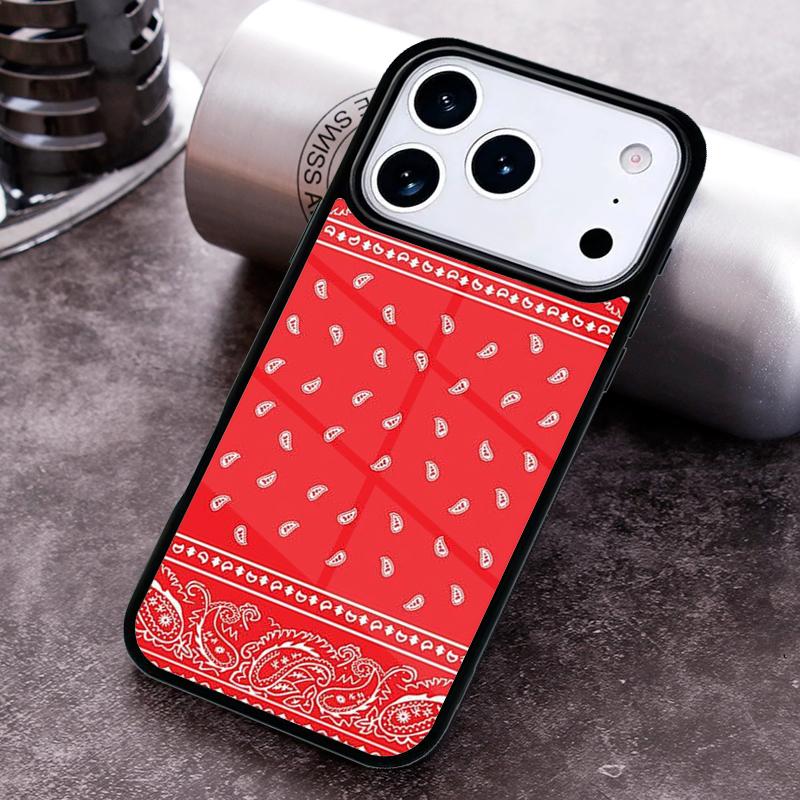 Red Bandana Paisley Phone Case for iPhone 17 16 15 Pro Max Air 14 13 12 11 Plus Shockproof Capa Cover