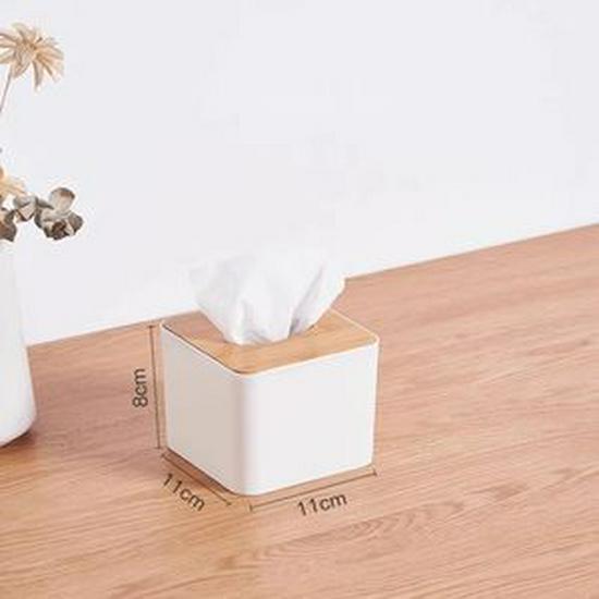 Wood Grain Tissue Box with Remote Control Holder and Pen Compartment for Coffee Table or Living Room Use