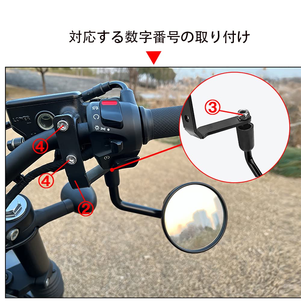 LEDISHUN Mirror Under Mounting Bracket for Rebel 250 and Rebel 500 (Mirror body not included) Stainless Steel Black REBEL500 REBEL250