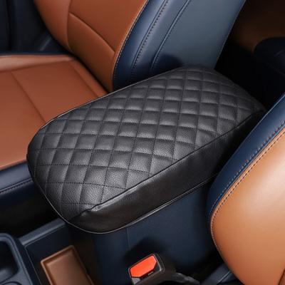 Black PU Leather Armrest Pad Cover Center Console Box For Ford Maverick -23