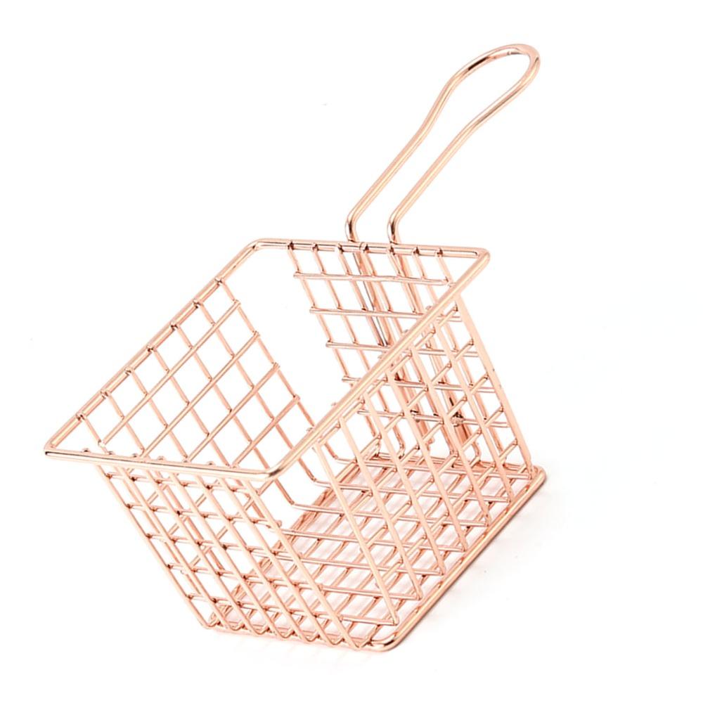 Square Shape Fryer Basket Silver Rose Gold Gold Frying Strainer French Fry Holder Cooking Frying