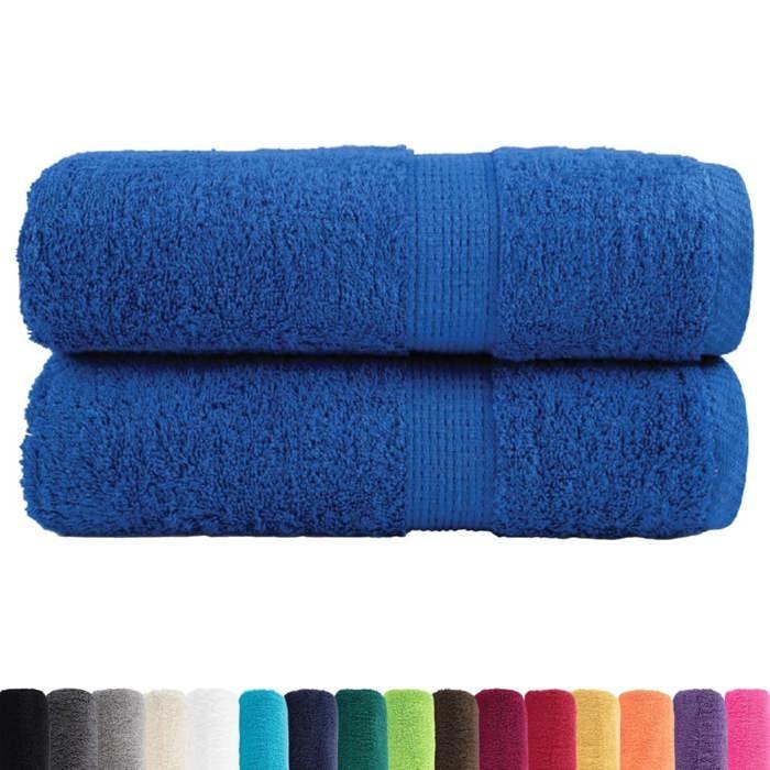 VidaXL Serviettes d'invité de Qualité Supérieure 2 pcs, Draps de Bain, Essuie-mains, Serviette de Visage Salle de Bain, Bleu 137182