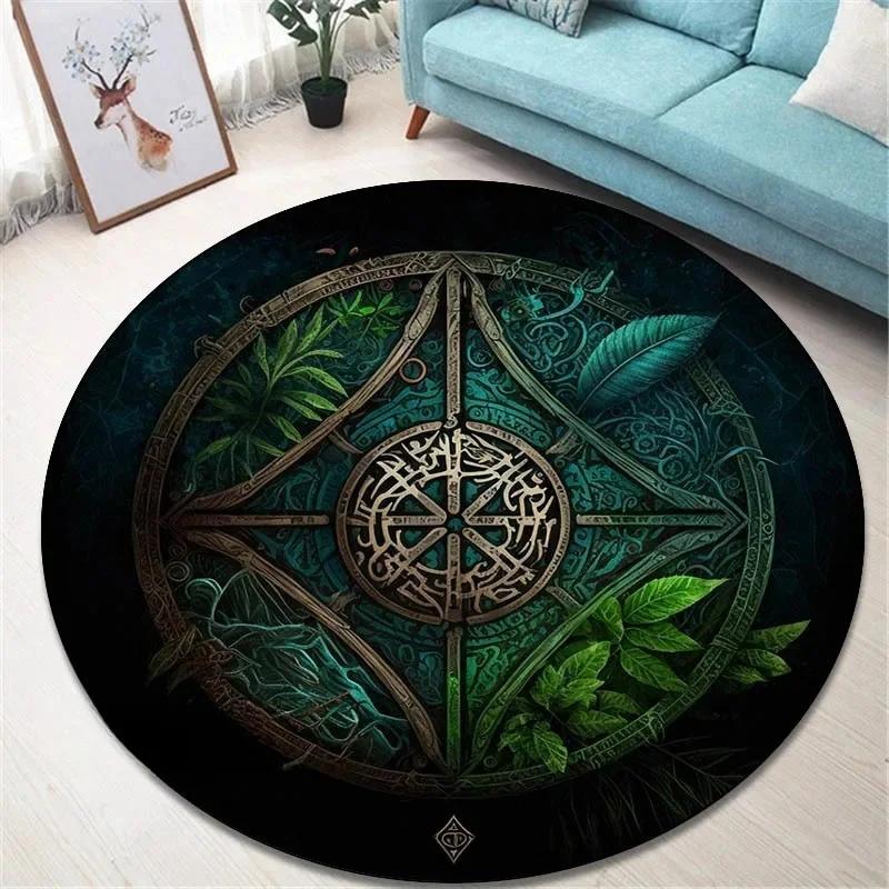Runder Vintage-Teppich 'Baum des Lebens' für Wohnzimmer und Schlafzimmer Eleganter rutschfester Teppich Stilvolle dekorative Bodendekoration Perfektes Geschenk