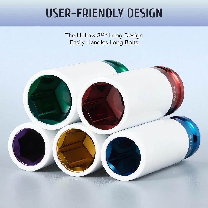 3 stk 1/2 tomme dyp slagmuttersett - Premium drivhjulsbeskytter for dekkbeskyttelse - Ikke-merkende kraftig