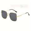 Chic Oversized Square Fashion Glasses with Golden Frame Fashion Eyewear, Mirrored Lens, Metal Frame, Eyeglass Case