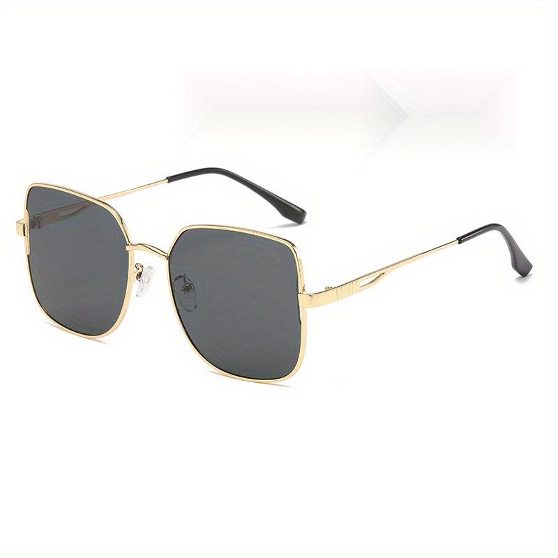 Chic Oversized Square Fashion Glasses with Golden Frame Fashion Eyewear, Mirrored Lens, Metal Frame, Eyeglass Case