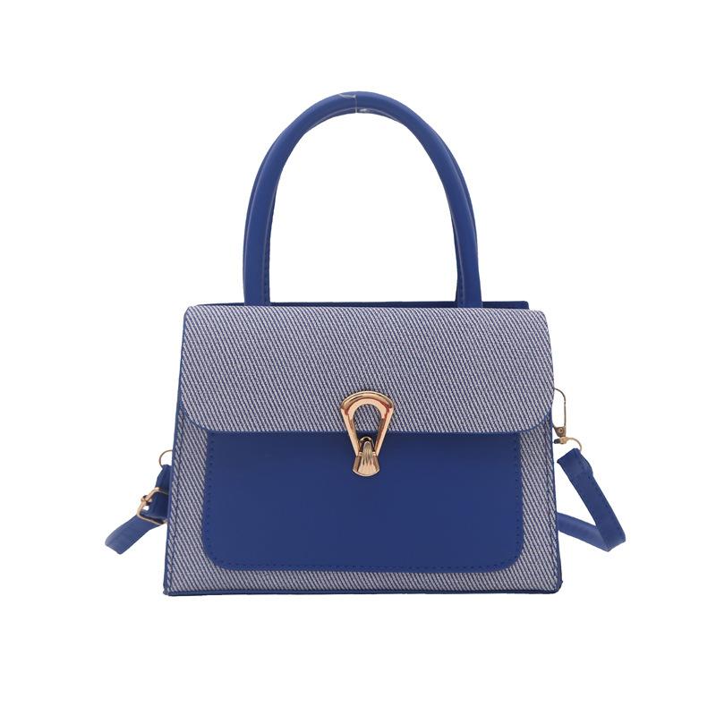 

Indented lychee pattern new 2 summer lock simple casual messenger shoulder portable small square bag women синій