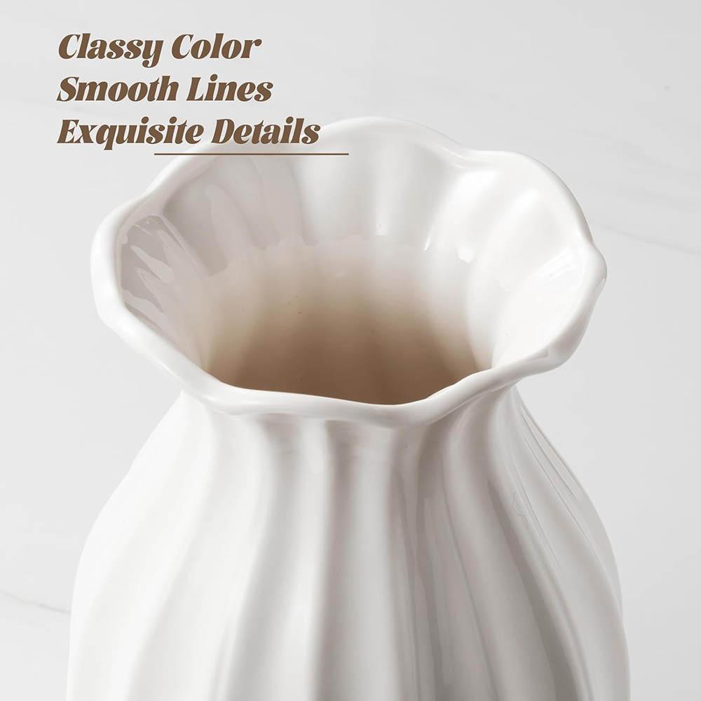 White Ceramic Vase,Flower Vases for Bouquet, Unique Vases for Farmhouse Living Room Cabinet Table Centerpieces Wedding Decor