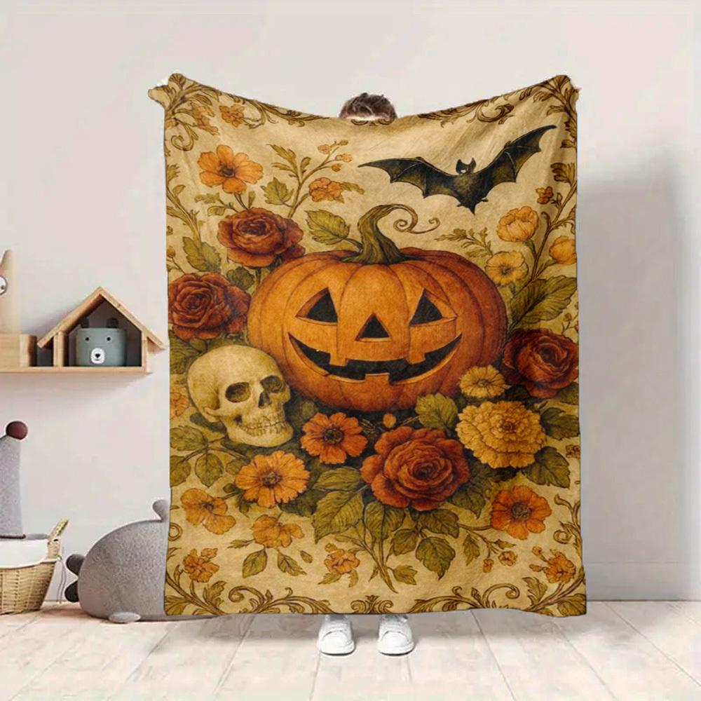 1pc Pumpkin, Halloween Blanket Lightweight Flannel Blanket Throw Blanket For Sofa, Bed, Travel, Camping, Livingroom, Couch, Chair, And Bed yy250902618