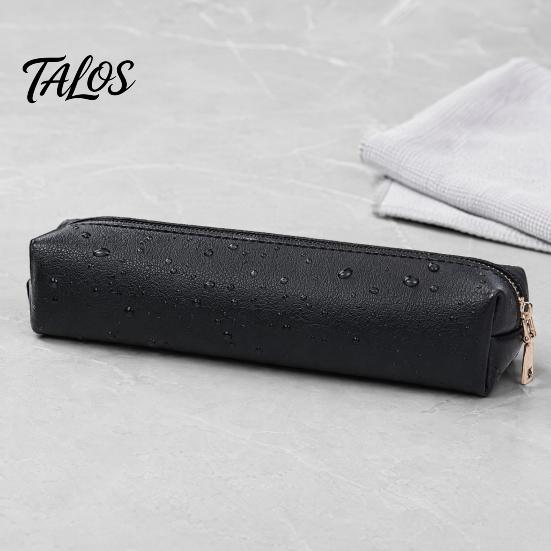Estojo Elegante Minimalista em Couro PU para Lápis, Bolsa Multifuncional para Armazenamento de Material de Papelaria com Zíper Metálico Suave, Bolsa para Viagem à Prova d'Água e Manchas