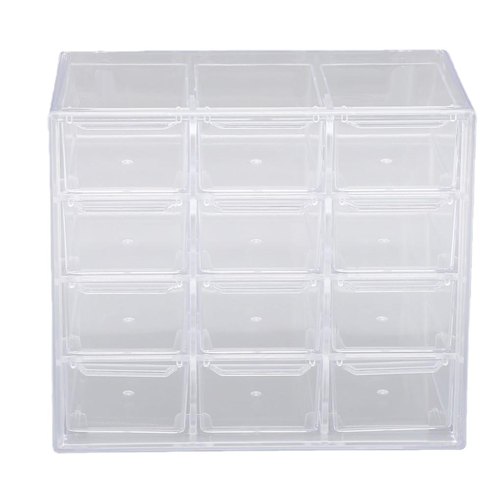 Large Capacity Daily Contact Lens Organizer Wall Mount Desktop Clear Drawer Daily Lens Storage Case 12 Grids Transparent